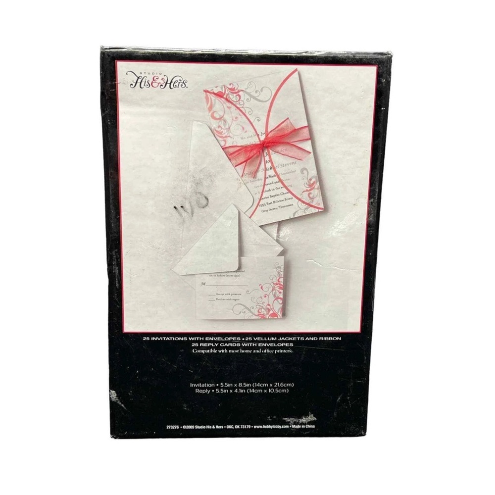 Studio His & Hers Wedding Invitations Floral 25 Count Brand New in Box - Picture 2 of 2